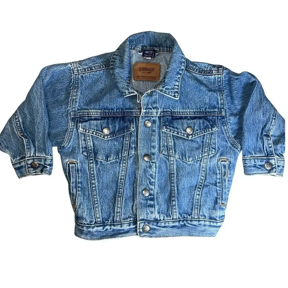 OshKosh B'Gosh Vintage Y2K blue denim trucker toddler jacket sz 3/3T girls/boy